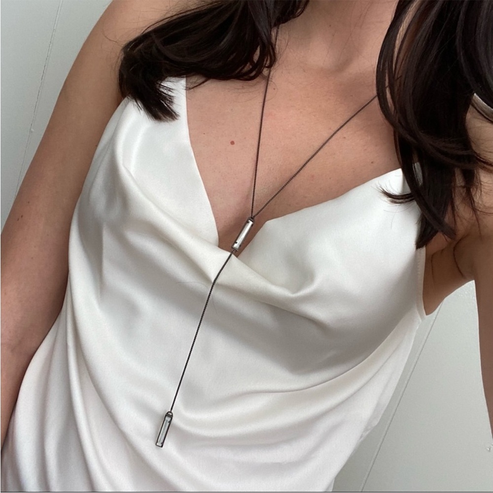 Elegant White Satin Cowl Neck Top